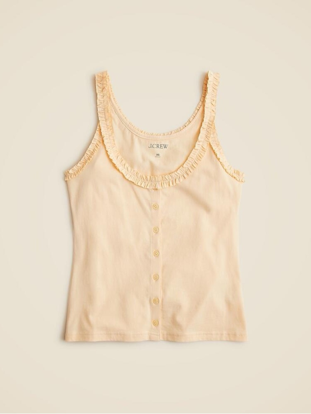 NEW J.Crew Broken-in Jersey Ruffle-Trim Button Front Tank Top Size M Soft Yellow